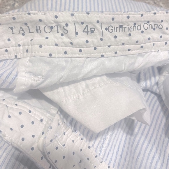 Talbot Girlfriend Chino Pants in White with Blue Stripes Size 4P - Picture 6 of 7